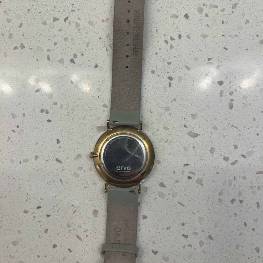 Arvo awristacrat watch yellow gold with genuine leather strap